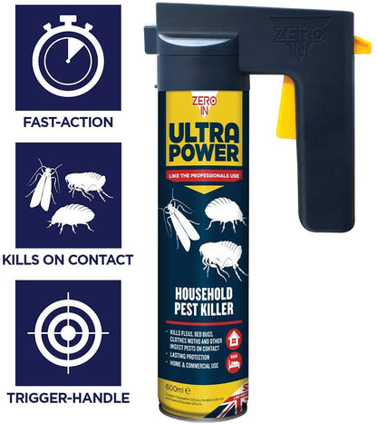Zero-in Ultra Power Household Pest Killer 600ml (ZER558) - NWT FM SOLUTIONS - YOUR CATERING WHOLESALER