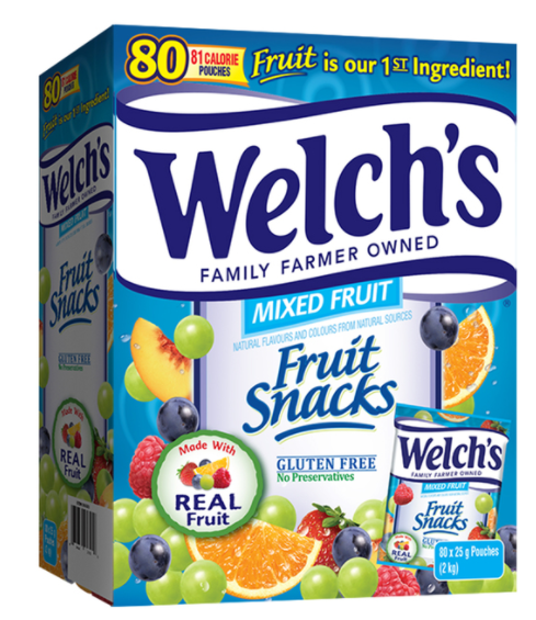 Welch's Fruit Snacks Real Fruit 80 Pouches - NWT FM SOLUTIONS - YOUR CATERING WHOLESALER