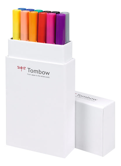 Tombow ABT Dual Brush Pen 2 Tips Primary Assorted Colours (Pack 12) - ABT-12P-1