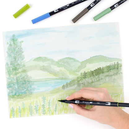 Tombow ABT Dual Brush Pen 2 Tips Primary Assorted Colours (Pack 6) - ABT-6P-1