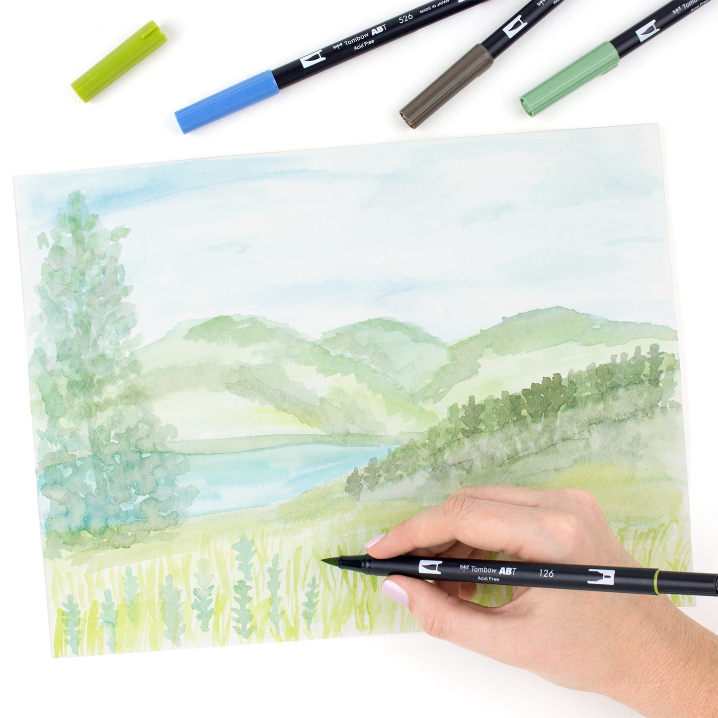 Tombow ABT Dual Brush Pen 2 Tips Pastel Assorted Colours (Pack 6) - ABT-6P-2