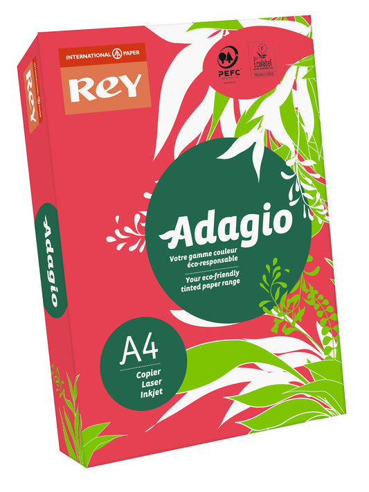 Rey Adagio Paper A4 80gsm Deep Red (Ream 500) RYADA080X429 - NWT FM SOLUTIONS - YOUR CATERING WHOLESALER