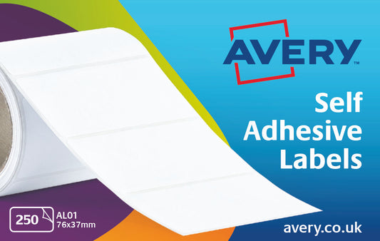 Avery Address Label Roll 76x37mm White (Pack 250 Labels) AL01 - NWT FM SOLUTIONS - YOUR CATERING WHOLESALER