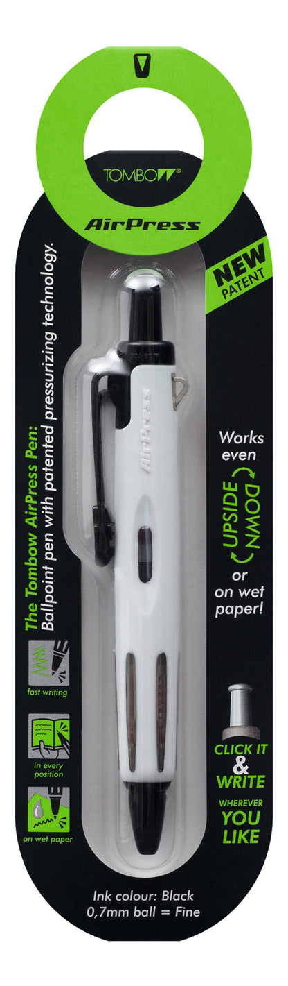 Tombow AirPress Retractable Ballpoint Pen 0.7mm Tip White Barrel Black Ink - BC-AP21 - NWT FM SOLUTIONS - YOUR CATERING WHOLESALER
