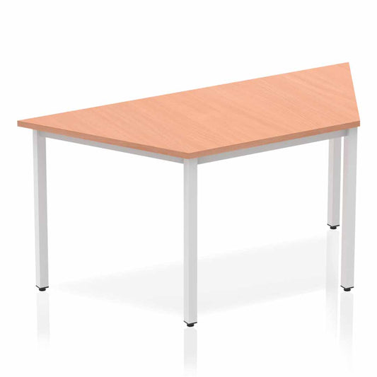 Impulse 1600mm Trapezium Table Beech Top Silver Box Frame Leg BF00108 - NWT FM SOLUTIONS - YOUR CATERING WHOLESALER
