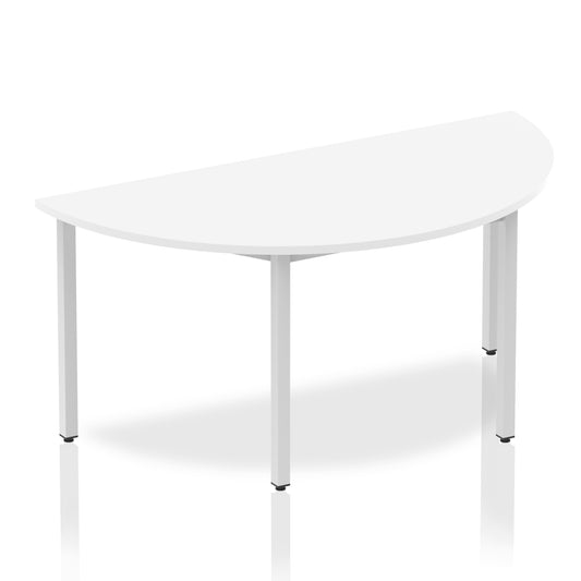 Impulse 1600mm Semi Circle Table White Top Silver Box Frame Leg BF00125 - NWT FM SOLUTIONS - YOUR CATERING WHOLESALER