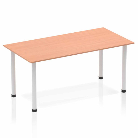 Impulse 1600mm Straight Table Beech Top Silver Post Leg BF00168 - NWT FM SOLUTIONS - YOUR CATERING WHOLESALER