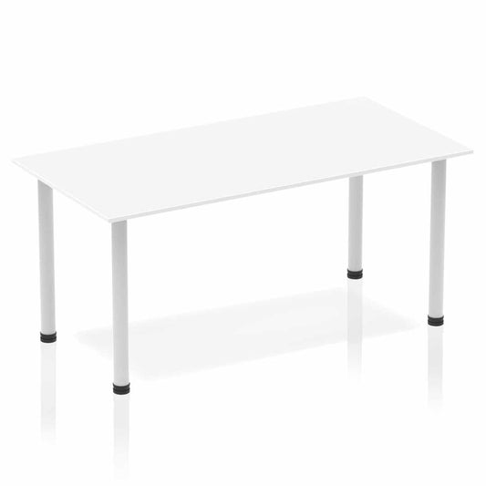 Impulse 1600mm Straight Table White Top Silver Post Leg BF00174 - NWT FM SOLUTIONS - YOUR CATERING WHOLESALER