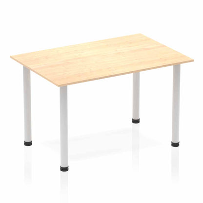 Dynamic Impulse 1200mm Straight Table Maple Top Silver Post Leg BF00190 - NWT FM SOLUTIONS - YOUR CATERING WHOLESALER