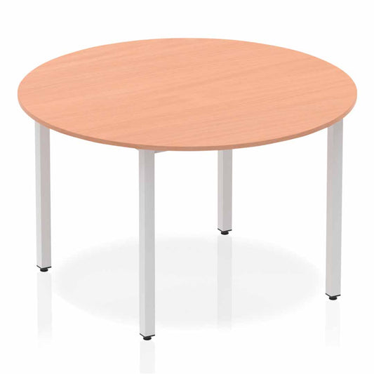 Impulse 1200mm Circle Table Beech Top Silver Box Frame Leg BF00196 - NWT FM SOLUTIONS - YOUR CATERING WHOLESALER