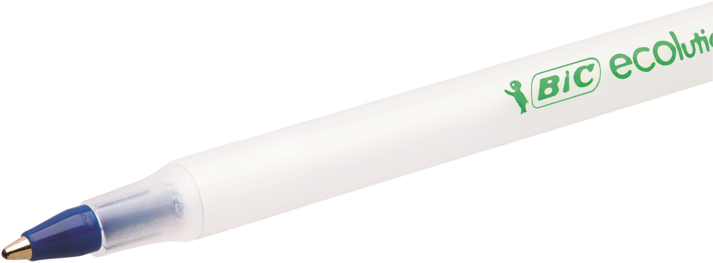 Bic Ecolutions Round Stic Ballpoint Pen Recycled 1mm Tip 0.32mm Line Blue (Pack 60) - 8932402