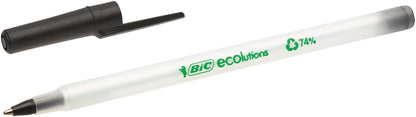 Bic Ecolutions Round Stic Ballpoint Pen Recycled 1mm Tip 0.32mm Line Black (Pack 60) - 8932392