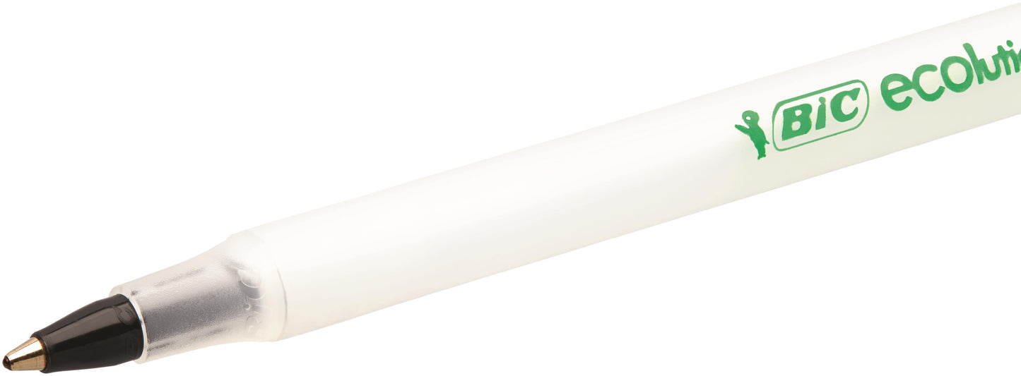 Bic Ecolutions Round Stic Ballpoint Pen Recycled 1mm Tip 0.32mm Line Black (Pack 60) - 8932392