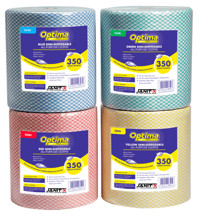 Janit-X Optima All Purpose, Non Woven Cloth Roll 350 Sheet {Blue}