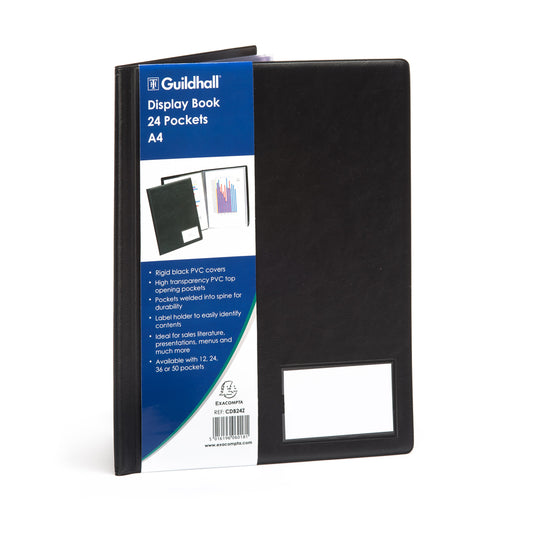 Guildhall A4 Display Book 24 Pocket Black - CDB24Z - NWT FM SOLUTIONS - YOUR CATERING WHOLESALER