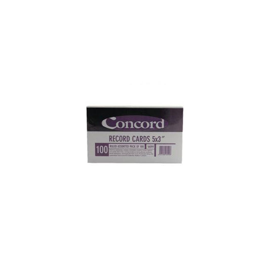 Concord 5x3inch White Ruled Record Card Pack 100's - NWT FM SOLUTIONS - YOUR CATERING WHOLESALER