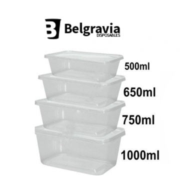 Belgravia 650CC Microwave Container & Lids 50's - NWT FM SOLUTIONS - YOUR CATERING WHOLESALER