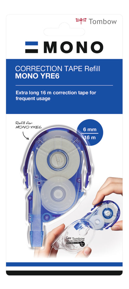 Tombow MONO YRE6 Correction Tape Roller Refill for YXE6 6mmx16m White - CT-YRE6