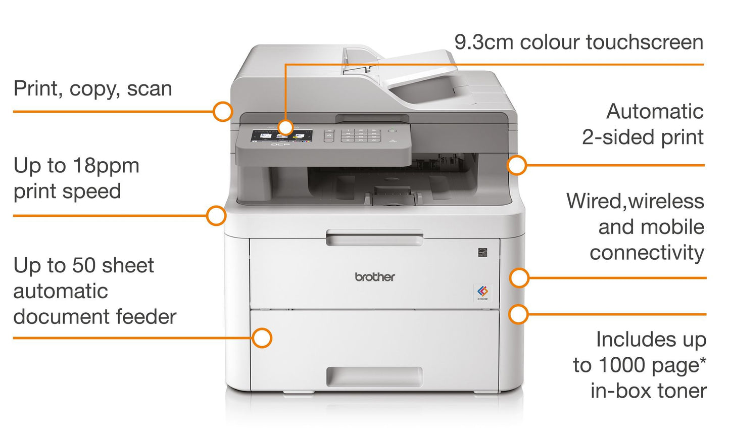 Brother DCPL3550CDW A4 Colour Laser 3in1 Printer