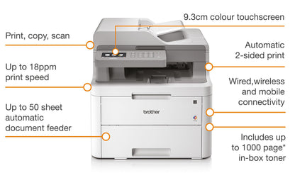 Brother DCPL3550CDW A4 Colour Laser 3in1 Printer