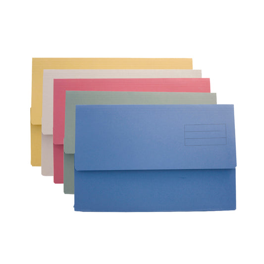 Exacompta Document Wallet Manilla Foolscap Half Flap 250gsm Assorted (Pack 50) - DW250-ASTZ - NWT FM SOLUTIONS - YOUR CATERING WHOLESALER