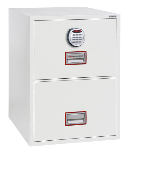 Phoenix Vertical Fire File 2 Drawer Filing Cabinet Elecronic Lock White FS2252E - NWT FM SOLUTIONS - YOUR CATERING WHOLESALER