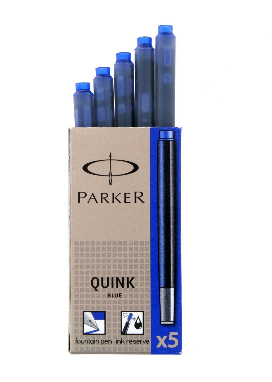 Parker Quink Long Ink Refill Cartridge for Fountain Pens Blue (Pack 5) - 1950403 - NWT FM SOLUTIONS - YOUR CATERING WHOLESALER