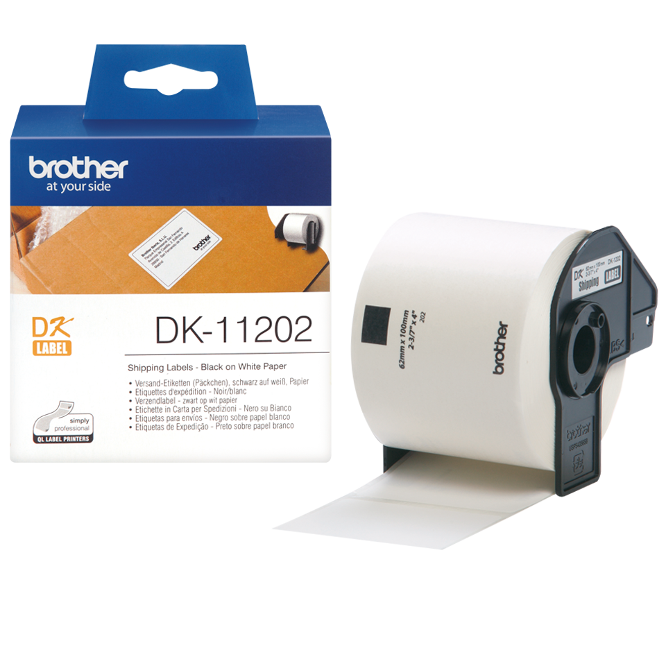 Brother Black On White Shipping Label Roll 62mm x 100mm 300 labels - DK11202