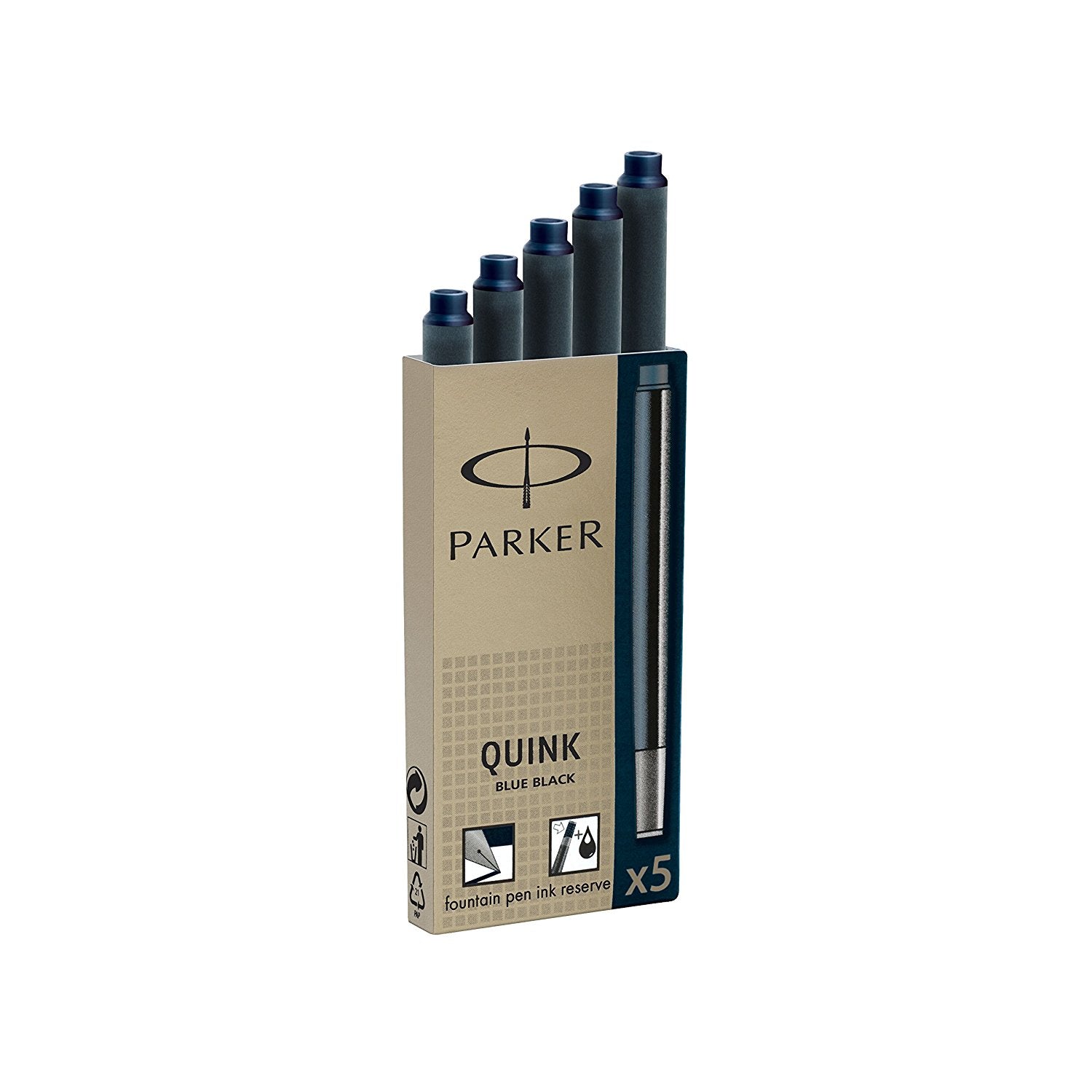 Parker Quink Ink Refill Cartridge for Fountain Pens Blue/Black (Pack 5) - 1950404 - NWT FM SOLUTIONS - YOUR CATERING WHOLESALER