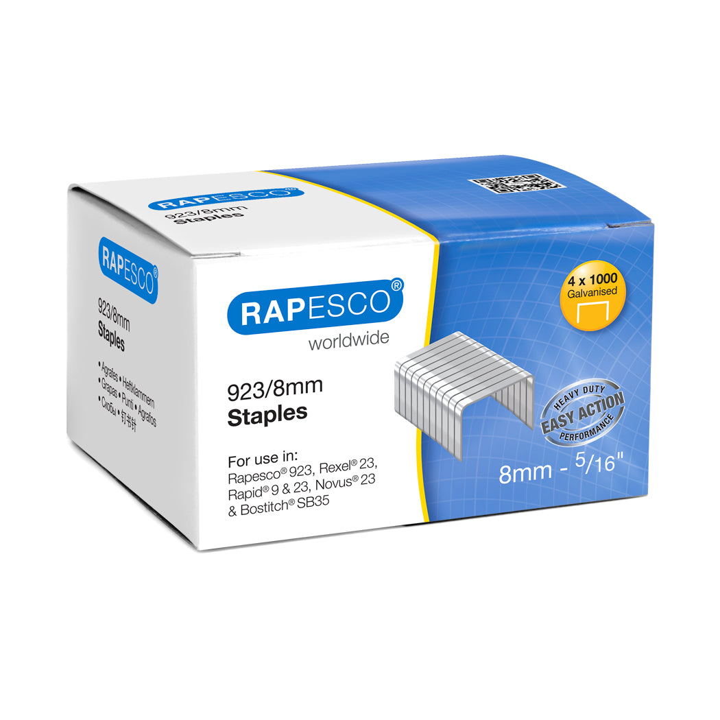 Rapesco 923/8mm Galvanised Staples (Pack 4000) - S92308Z3 - NWT FM SOLUTIONS - YOUR CATERING WHOLESALER