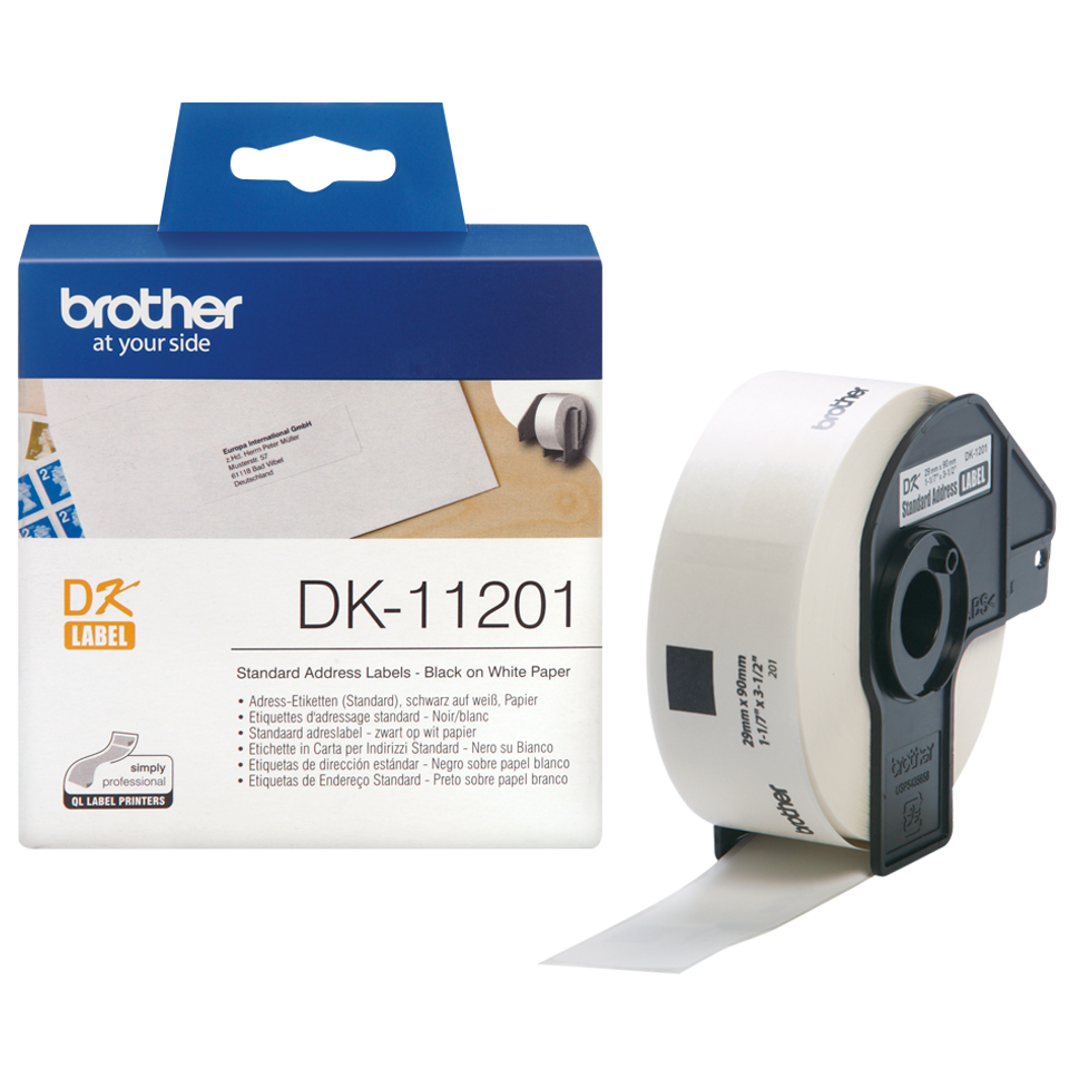 Brother Black On White Address Label Roll 29mm x 90mm 400 labels - DK11201