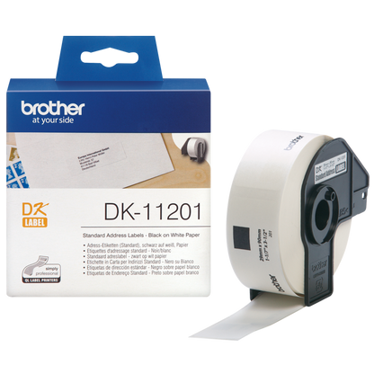 Brother Black On White Address Label Roll 29mm x 90mm 400 labels - DK11201