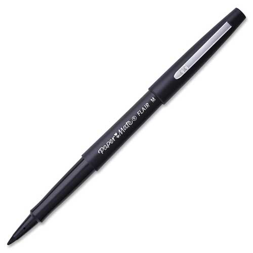 Paper Mate Flair Fibre Tip Pen Medium Point 0.7mm Black (Pack 12) S0190973 - NWT FM SOLUTIONS - YOUR CATERING WHOLESALER