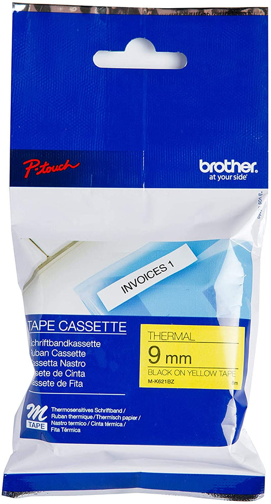 Brother Black On Yellow Ptouch Ribbon 9mm x 8m - MK621BZ - NWT FM SOLUTIONS - YOUR CATERING WHOLESALER