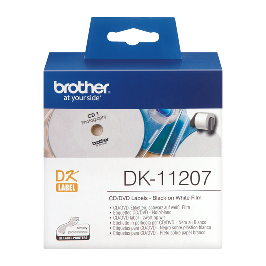 Brother Black On White CD/DVD Labels 58mm x 58mm 100 Labels - DK11207 - NWT FM SOLUTIONS - YOUR CATERING WHOLESALER