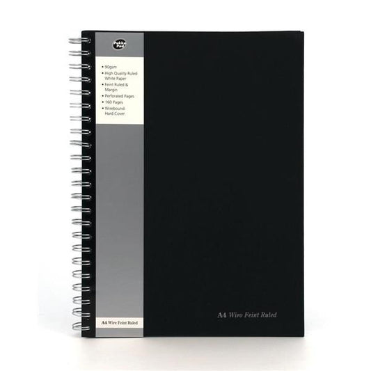 Pukka Pad A4 Wirebound Hard Cover Notebook Ruled 160 Pages Black (Pack 5) - SBWRULA4 - NWT FM SOLUTIONS - YOUR CATERING WHOLESALER