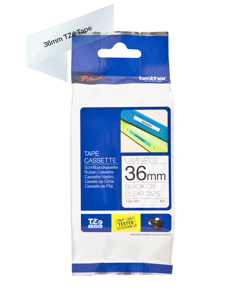 Brother Black On Clear Label Tape 36mm x 8m - TZE161 - NWT FM SOLUTIONS - YOUR CATERING WHOLESALER