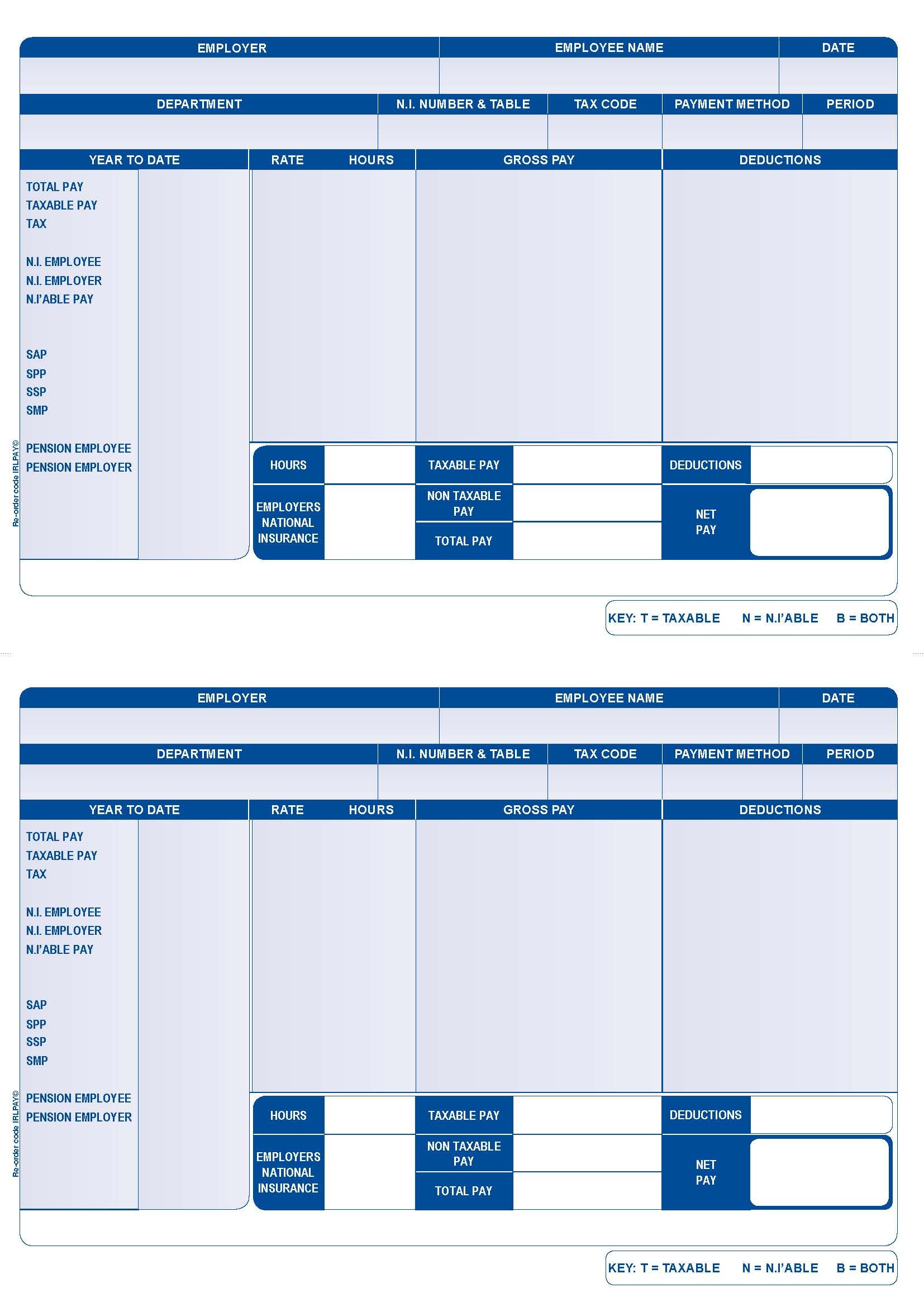 Iris Compatible A4 2 Per Sheet Payslip (Pack 1000) FY95 - NWT FM SOLUTIONS - YOUR CATERING WHOLESALER