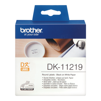 Brother Black On White Round 12mm Labels 1200 Labels - DK11219 - NWT FM SOLUTIONS - YOUR CATERING WHOLESALER