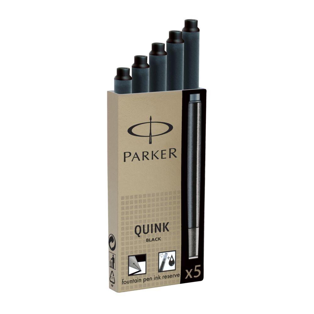 Parker Quink Long Ink Refill Cartridge for Fountain Pens Black (Pack 5) - 1950402 - NWT FM SOLUTIONS - YOUR CATERING WHOLESALER