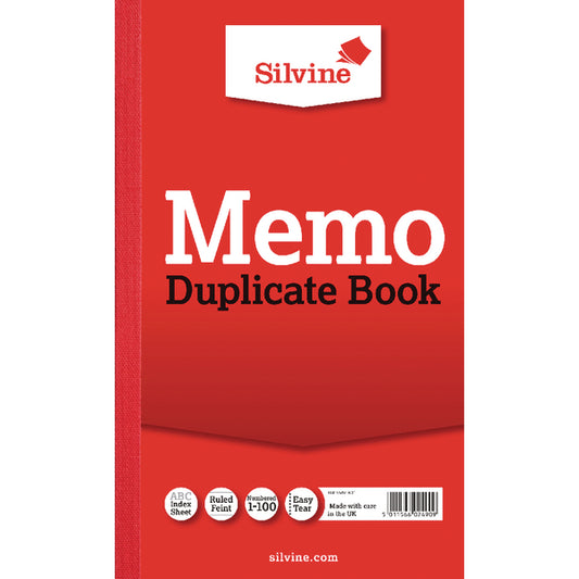 Silvine 210x127mm Triplicate Memo Book Carbon Ruled 1-100 Taped Cloth Binding 100 Sets (Pack 6) - 605 - NWT FM SOLUTIONS - YOUR CATERING WHOLESALER