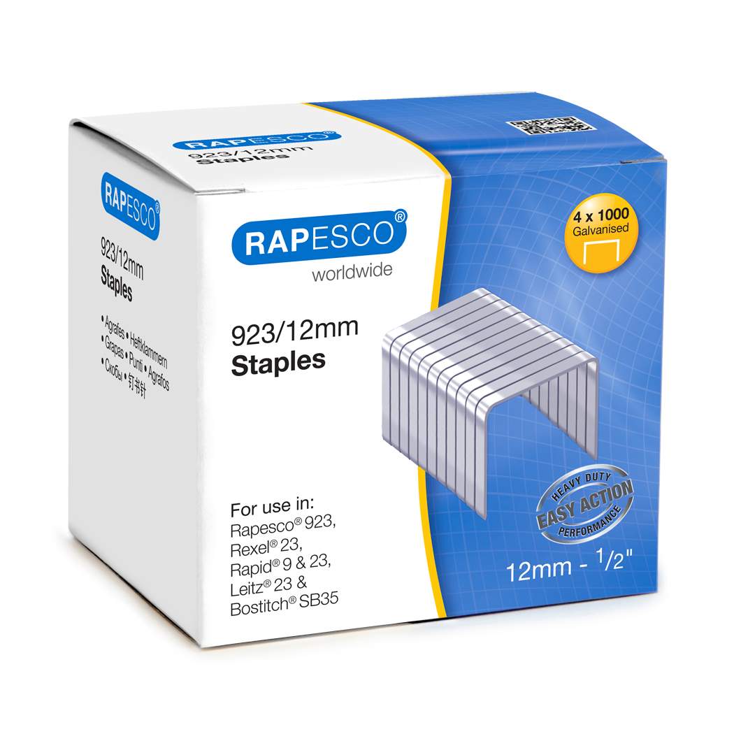 Rapesco 923/12mm Galvanised Staples (Pack 4000) - S92312Z3 - NWT FM SOLUTIONS - YOUR CATERING WHOLESALER