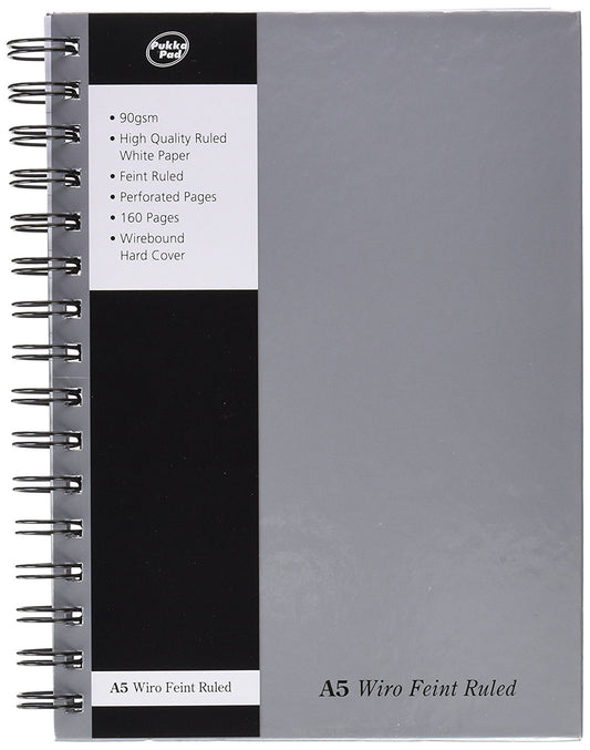 Pukka Pad A5 Wirebound Hard Cover Notebook Ruled 160 Pages Silver (Pack 5) - WRULA5 - NWT FM SOLUTIONS - YOUR CATERING WHOLESALER