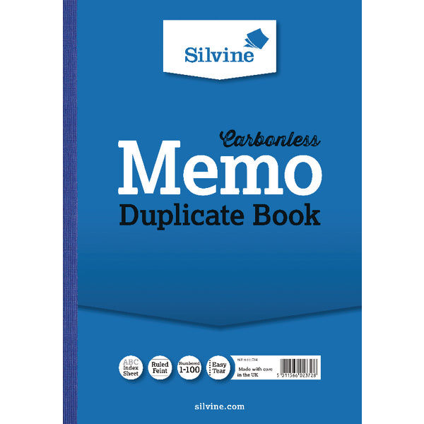 Silvine A4 Duplicate Book Carbonless Ruled 1-100 Taped Cloth Binding 100 Sets (Pack 3) - 714 - NWT FM SOLUTIONS - YOUR CATERING WHOLESALER