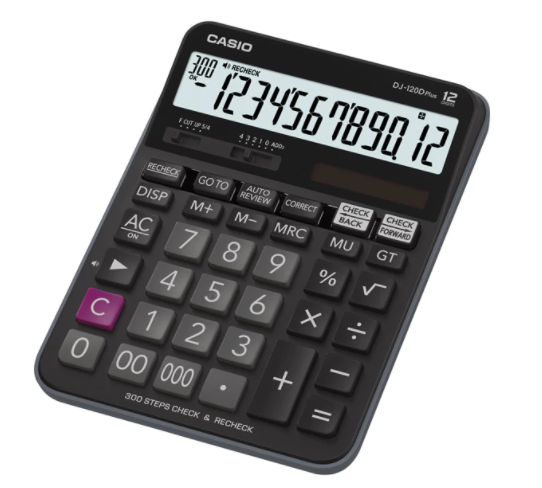 Casio DJ-120D Plus 12 Digit Desktop Calculator Black DJ-120DPLUS-W-EP - NWT FM SOLUTIONS - YOUR CATERING WHOLESALER