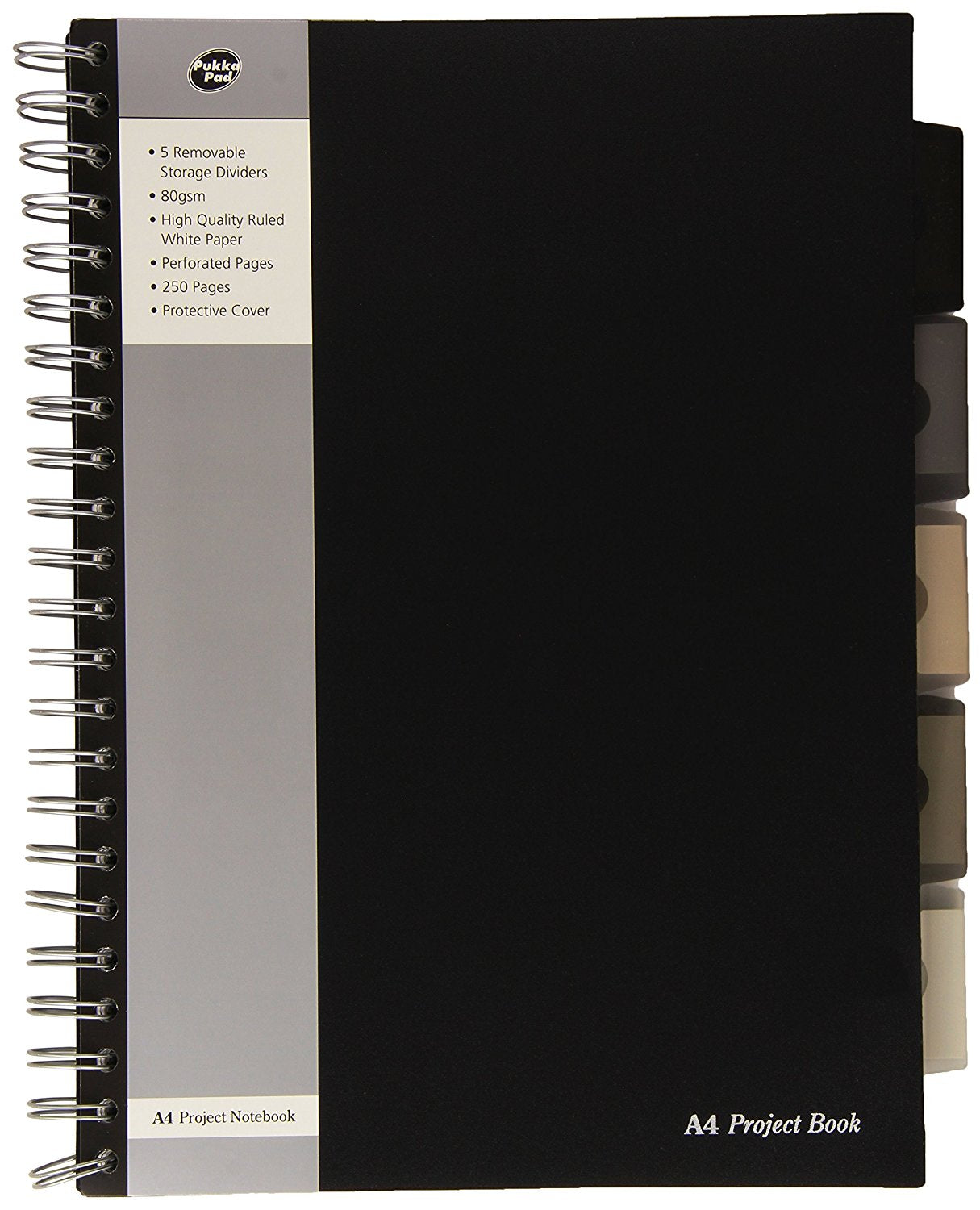 Pukka Pad A4 Wirebound Polypropylene Cover Project Book Ruled 250 Pages Black (Pack 3) - SBPROBA4 - NWT FM SOLUTIONS - YOUR CATERING WHOLESALER