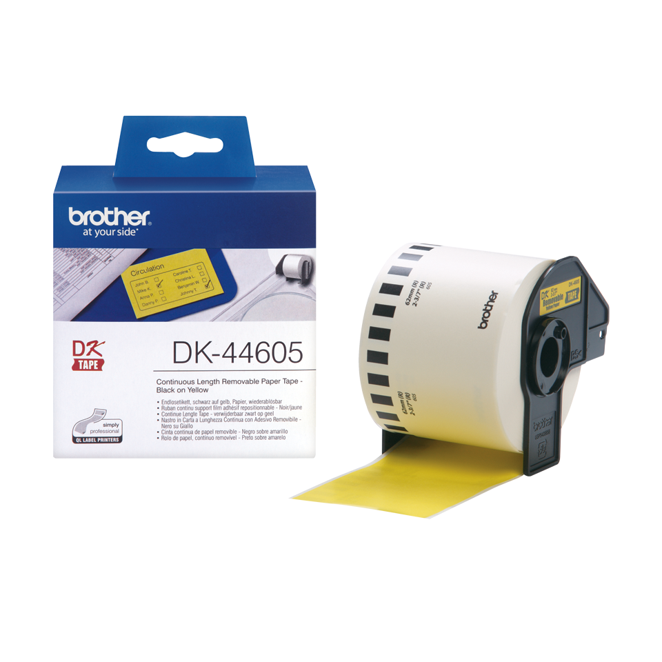 Brother Yellow Removable Paper 62mm x 30.5m - DK44605