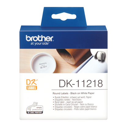 Brother Black On White Round 24mm Labels 1000 Labels - DK11218 - NWT FM SOLUTIONS - YOUR CATERING WHOLESALER