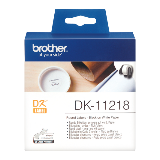 Brother Black On White Round 24mm Labels 1000 Labels - DK11218 - NWT FM SOLUTIONS - YOUR CATERING WHOLESALER