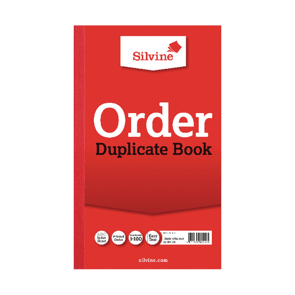 Silvine 210x127mm Duplicate Order Book Carbon Ruled 1-100 Taped Cloth Binding 100 Sets (Pack 6) - 610 - NWT FM SOLUTIONS - YOUR CATERING WHOLESALER